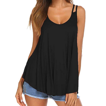 Casual Women Solid Color Spaghetti Strap Vest Camisole Loose Backless Tank Top Women Vest