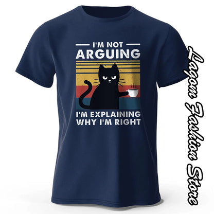 Summer Men I Am Not Arguing Black Cat T-Shirt Fashion Cotton Tops Tees Male Vintage Short Sleeve Clothing Casual Streetwear