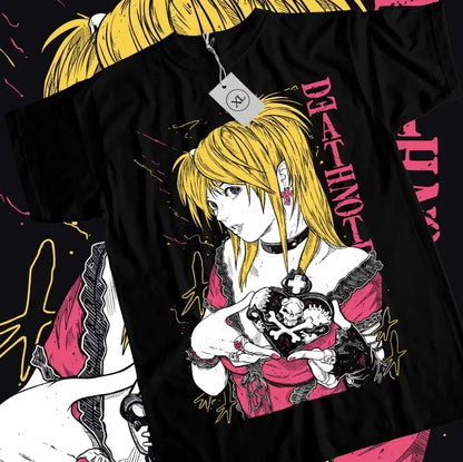 Death Note Misa Amane T- Shirt Manga Anime Black T- Shirt Size Women Clothing Graphic T Shirts Oversized T Shirt Gothic Harajuku