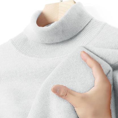 Mens Long Sleeve Turtleneck Sweaters Solid Color Pullover Streetwear Breathable Knitted Sweaters Autumn Warm Woolen Coats