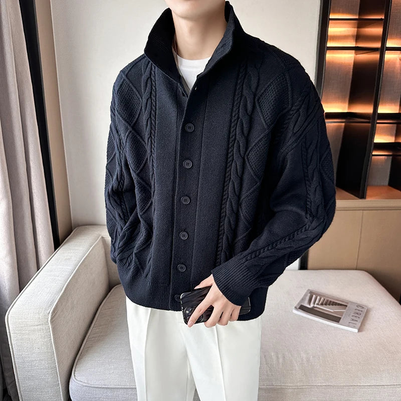 Winter Sweater Cardigan Men Warm Fashion Retro Knit Sweater Jacket Men Korean Loose Cardigan Sweater Mens Jumper Clothes M-3XL