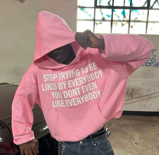 Men Clothing Sweatshirts for Man Hoodies Big Size Y2k Pink Letter Oversized High Street Casual Hooded Unisex Pullover Loose