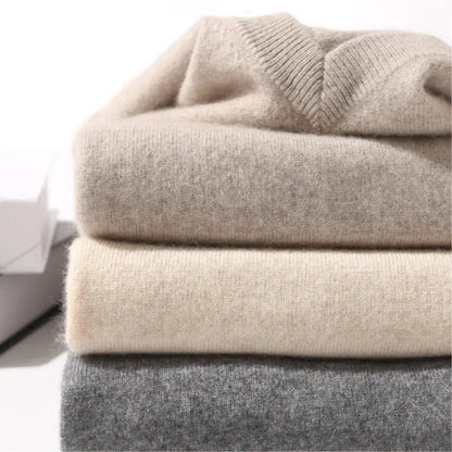 Cashmere Sweater V-neck Pullovers Men's Clothing Loose Plus Size M-5XL Knitted Undershirt Spring Autumn Casual Knitwear