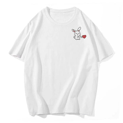 Summer Fashion Cartoon Love Rabbit Couple T-Shirt for Boyfriend Top Quality Men Women Short Sleeve Tshirt