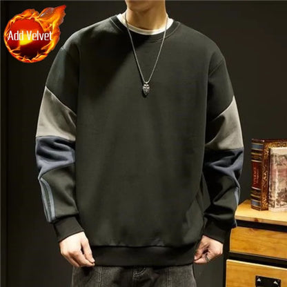 Sweatshirts For Man Top Loose Hoodieless Black Men's Clothing T-shirt Pullover Emo Young On Sale Offers Streetwear Simple Winter