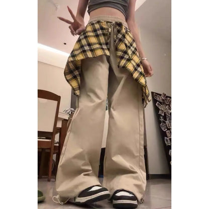 Hip Hop Dance Trousers y2k pants cargo Sweatpants with Stylish Skirt Hem Design for Fall Loose Fit streetwear women baggy pants