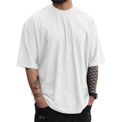 350G Cotton Heavyweight Small Neck T-shirts Men Solid Color Male Short-sleeved T-shirt High Quality Loose Shirts Casual T Shirts