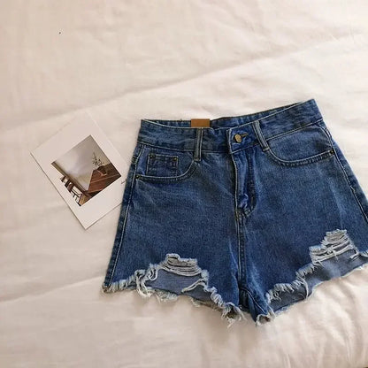 Shorts Women Spring And Summer Ripped Denim Shorts Women's High Waist Irregular White Short Pants Ropa Mujer