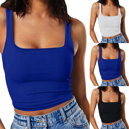 2025 New Fashion Women Sexy Crop Top Solid Color Camisoles Tank Tops Y2k Harajuku Ladies Casual Sleeveless Slim Camis Vest