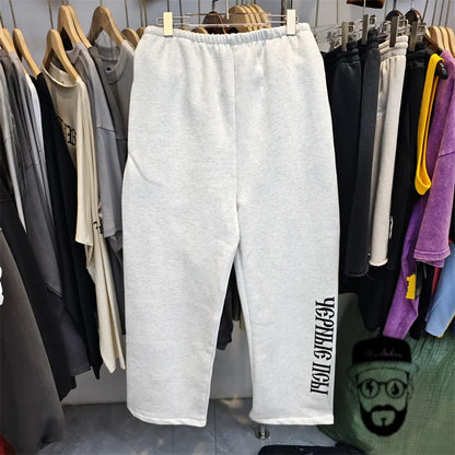 autumn and winter new kanye west velvet pants for men and women, casual sports pants sweatshirts