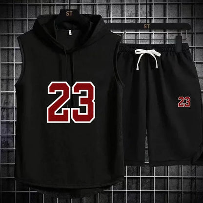 New Summer Men's Two Piece Set CasualT-Shirt and Shorts Set Mens Sports Suit Fashion Short Sleeve Tracksuit Hooded T-shirt