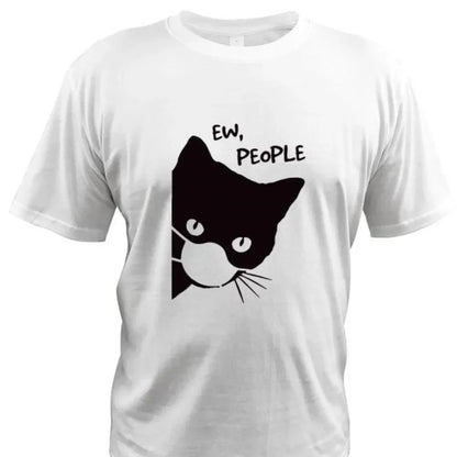 Cotton Eu Size Ew People Cat Print Shirt Stay At Home Fun T-Shirt Male Colors Tops Tee