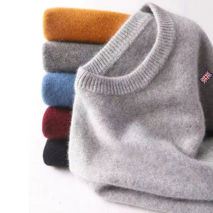 Winter Men's 6XL  Cashmere Sweater Merino Cold Resistant Clothing O-Neck Solid Color Pullover Warm Jersey Jumper Wool Sweaters