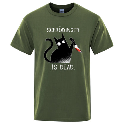 Schrodinger Is Dead Black Cat Fashion Soft T-Shirt Man High Quality T-Shirts Oversized T Shirts Cotton Short Sleeve Street Tops