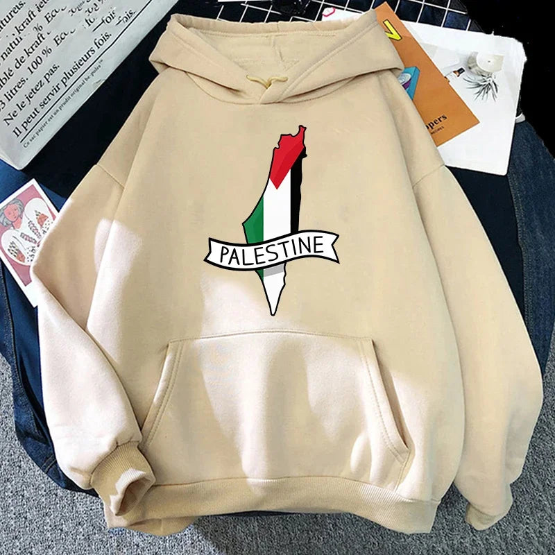 Unisex Autumn Winter Vintage Casual Pullover Sweatshirts Palestine Hoodie Fashion Women Harajuku Aesthetic Retro Graphic Hoodies