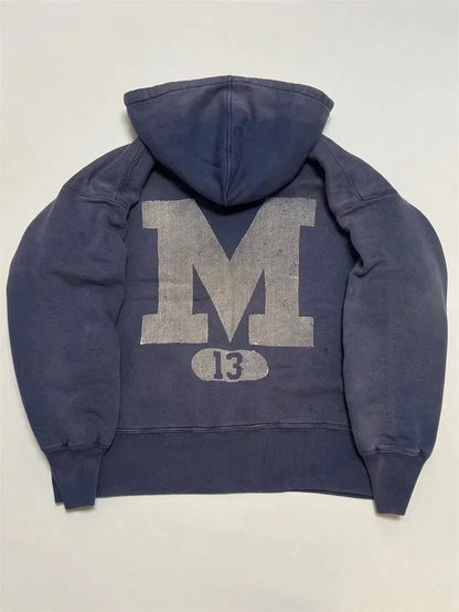 24ss Washed Purple M13 SAINT MICHAEL Hoodies Men Women 1:1 Top Quality Damaged Oversized Sweatshirt