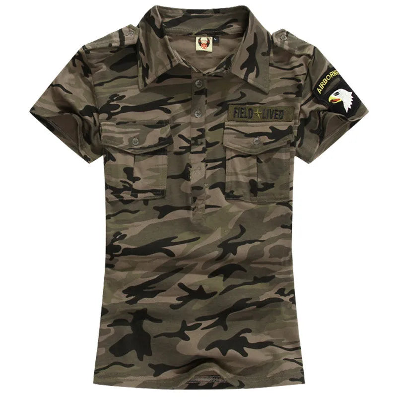 Military Uniform Army Green Cotton T-Shirts Women's Short Sleeve Summer Stretchy Camouflage T shirt Casual Tops Big Size 4Xl 5Xl