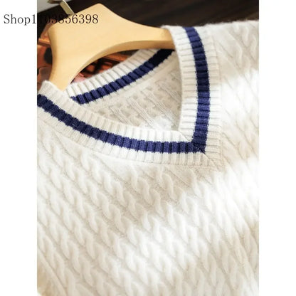 Autumn Winter Men's Sweater V-neck Pullover Tops Male Long Sleeve Twist Sweaters Tops Men Brand Knitted Jumpers Knitwear 6XL