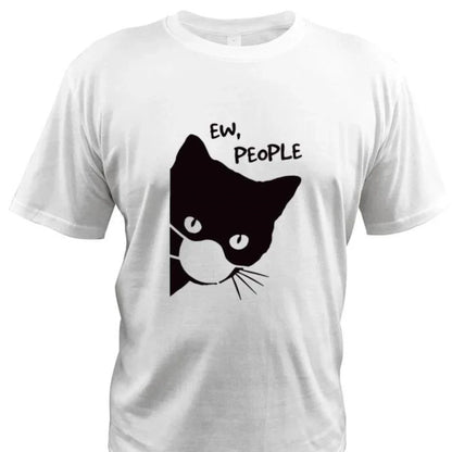 Cotton Eu Size Ew People Cat Print Shirt Stay At Home Fun T-Shirt Male Colors Tops Tee