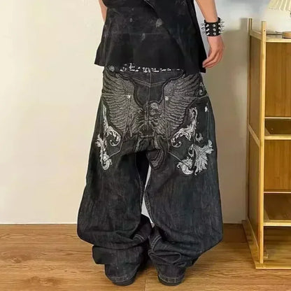 American Fashion Trend Big Pocket Loose Jeans Men Street Y2K New Hip Hop Clearance Spot Oversized Wide-leg Pants Couple Jeans