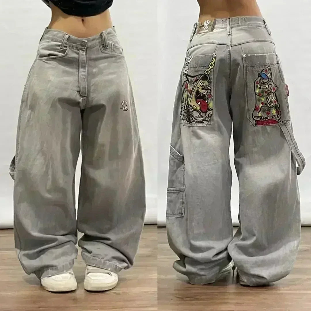 American Fashion Trend Big Pocket Loose Jeans Men Street Y2K New Hip Hop Clearance Spot Oversized Wide-leg Pants Couple Jeans