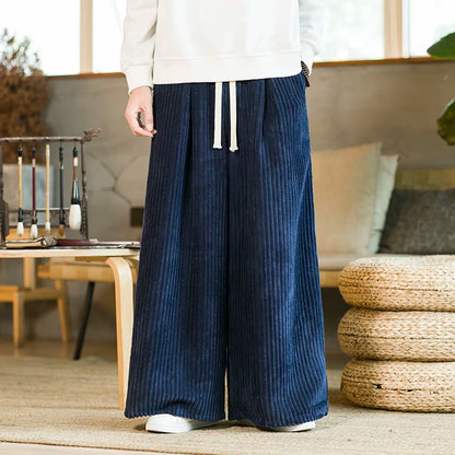 Oversized Pants Tradition Casual Autumn Wide-leg Trousers Harajuku Corduroy Streetwear Straight Pants Male Elastic Waist Loose