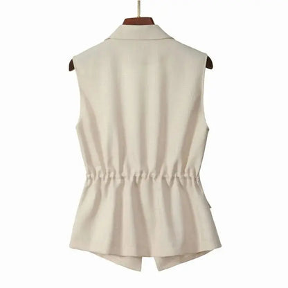 2023 Spring Autumn New Solid Color Fashion Vest Women High Street Casual Loose Button Sleeveless Cardigan Elegant All-match Tops