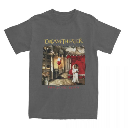 Men Women's Images Dream Theater Music Band T Shirts 100% Cotton Tops Novelty Short Sleeve O Neck Tees Printed T-Shirts