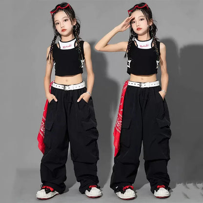 Girl Pants Kids Clothes Hip Hop Joggers Cool Cargo Clothes Teenage Straight Trousers High Waist Vintage Casual Streetwear Baggy