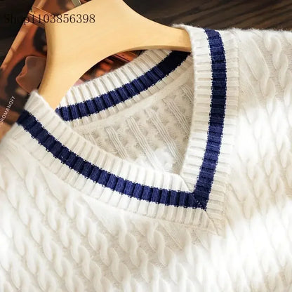 Autumn Winter Men's Sweater V-neck Pullover Tops Male Long Sleeve Twist Sweaters Tops Men Brand Knitted Jumpers Knitwear 6XL