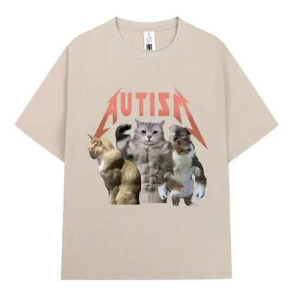 Buff Cats Autism Memory T-shirt Fitness Gym Fashion Hip Hop Short Sleeve T Women's Summer Comfortable T-shirt