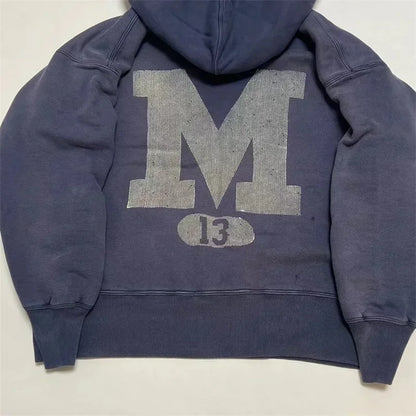 24ss Washed Purple M13 SAINT MICHAEL Hoodies Men Women 1:1 Top Quality Damaged Oversized Sweatshirt