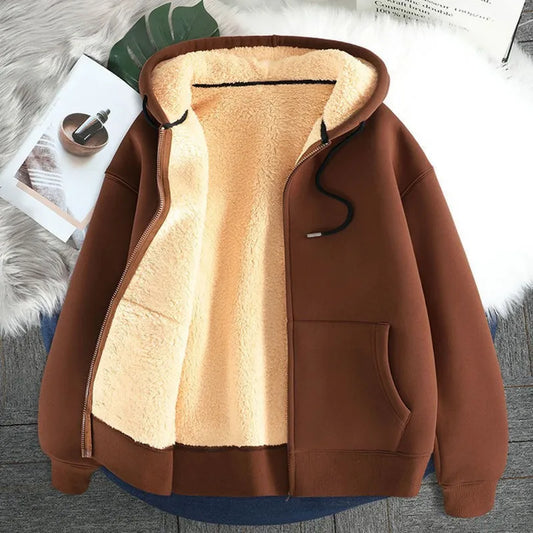 2024 Autumn and Winter New Fashion Solid Color Lamb Wool Hoodie Men's Casual Loose Comfortable Warm High Quality Coat M-4XL