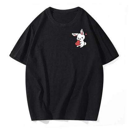 Summer Fashion Cartoon Love Rabbit Couple T-Shirt for Boyfriend Top Quality Men Women Short Sleeve Tshirt