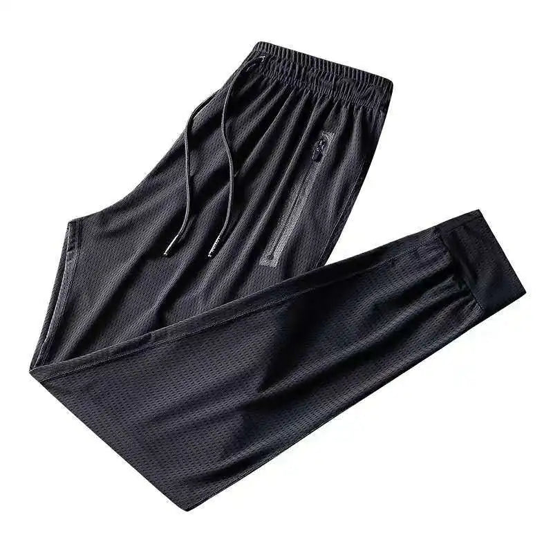 summer men Breathable Ice silk pants gym big size 8XL 9XL 10XL pants home hole pants sports elasticity Trousers