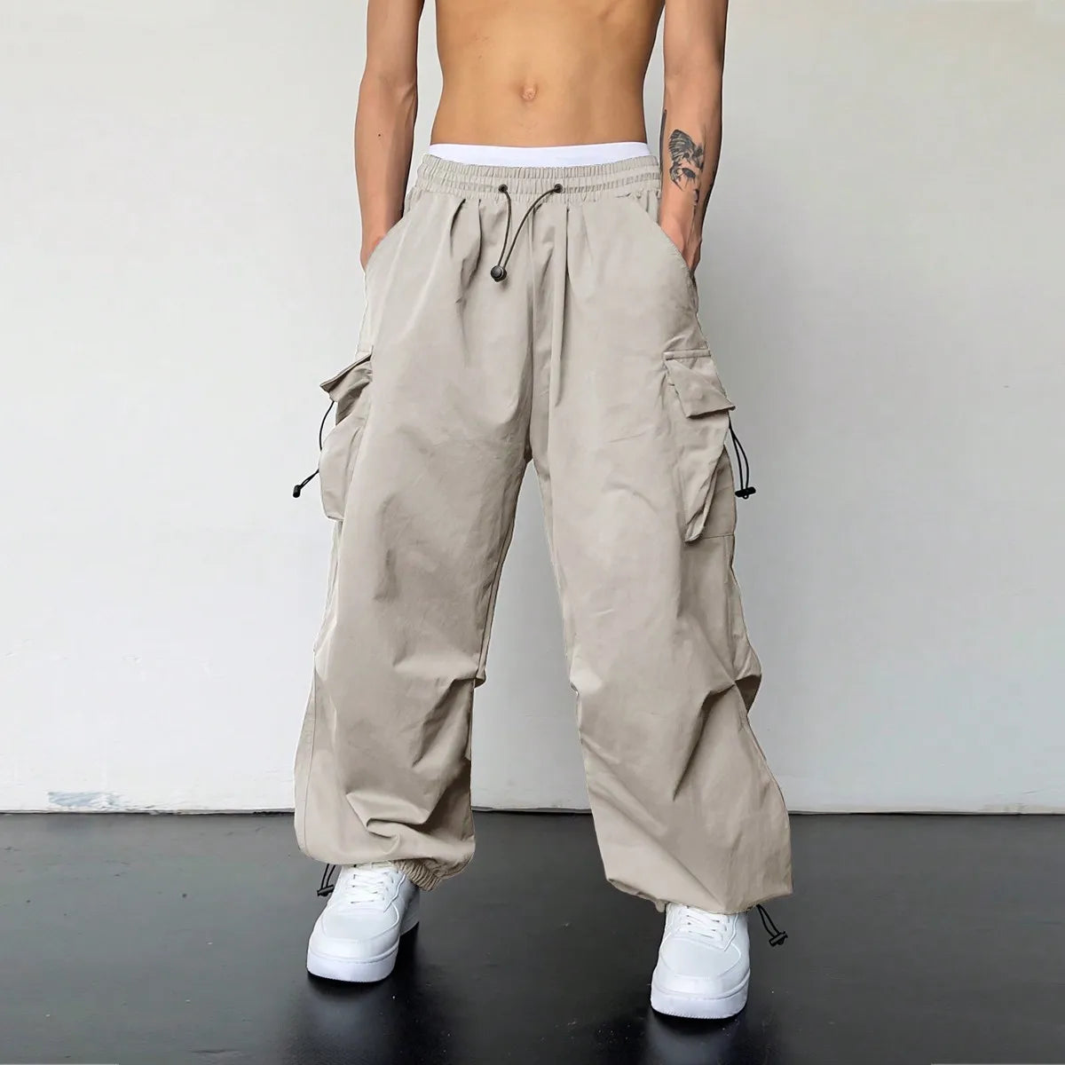 Trendy Y2K Solid Cargo Pants, Men's Multi Flap Pocket Trousers, Loose Casual Outdoor Pants, Men's Work Pants Outdoors Streetwear