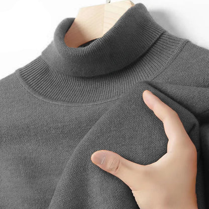 Mens Long Sleeve Turtleneck Sweaters Solid Color Pullover Streetwear Breathable Knitted Sweaters Autumn Warm Woolen Coats