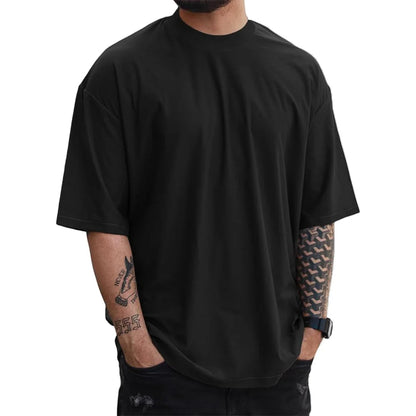 350G Cotton Heavyweight Small Neck T-shirts Men Solid Color Male Short-sleeved T-shirt High Quality Loose Shirts Casual T Shirts