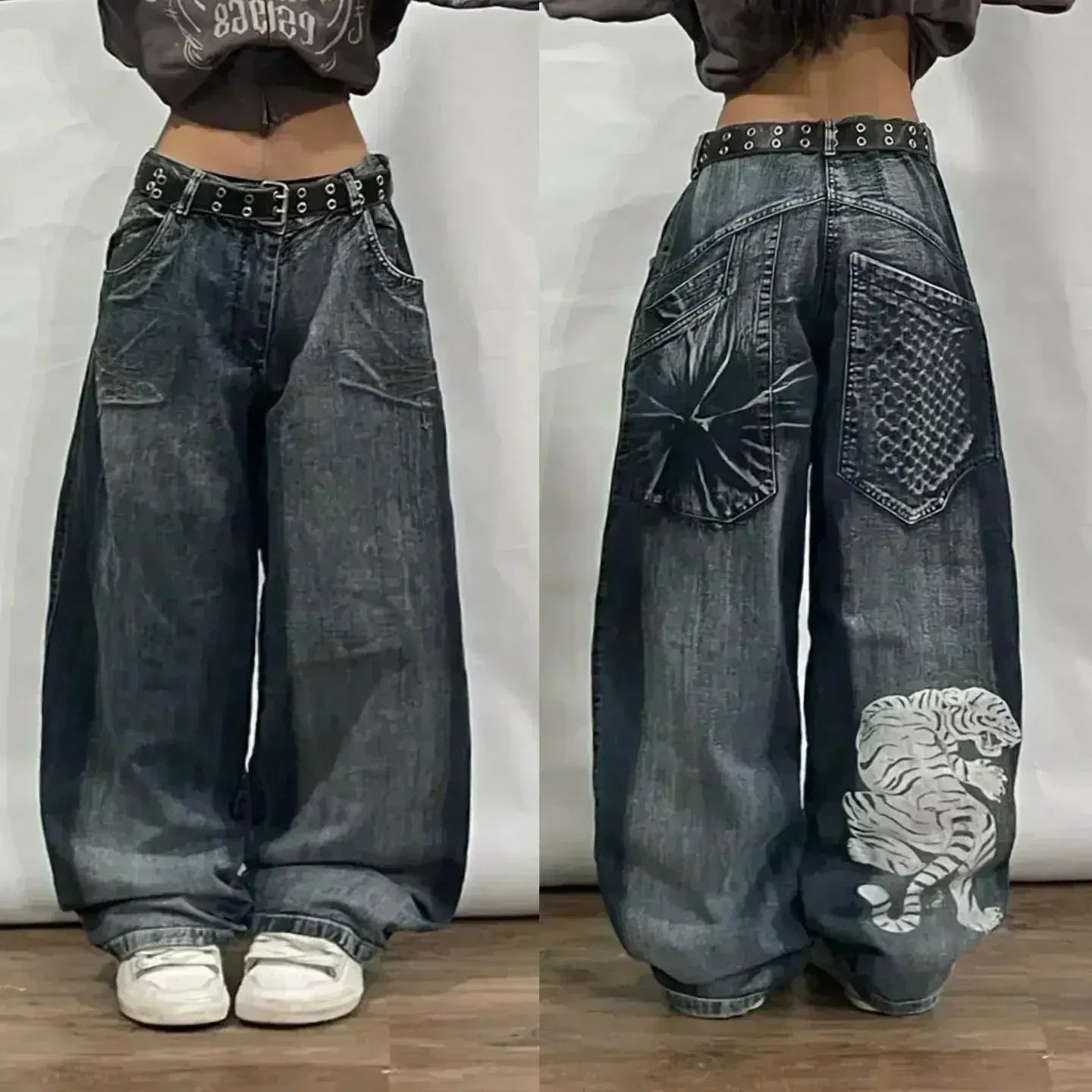 American Fashion Trend Big Pocket Loose Jeans Men Street Y2K New Hip Hop Clearance Spot Oversized Wide-leg Pants Couple Jeans