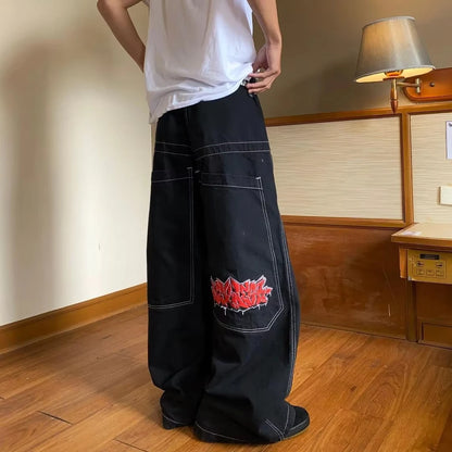 American Fashion Trend Big Pocket Loose Jeans Men Street Y2K New Hip Hop Clearance Spot Oversized Wide-leg Pants Couple Jeans