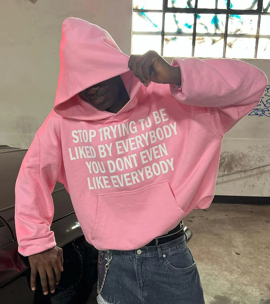 Men Clothing Sweatshirts for Man Hoodies Big Size Y2k Pink Letter Oversized High Street Casual Hooded Unisex Pullover Loose