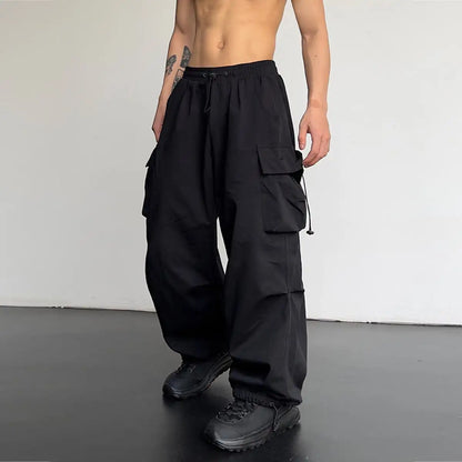 Trendy Y2K Solid Cargo Pants, Men's Multi Flap Pocket Trousers, Loose Casual Outdoor Pants, Men's Work Pants Outdoors Streetwear