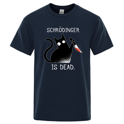 Schrodinger Is Dead Black Cat Fashion Soft T-Shirt Man High Quality T-Shirts Oversized T Shirts Cotton Short Sleeve Street Tops