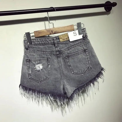 Denim Booty Shorts with Fur Lining for Women, Sexy Short Jeans for Female,Casual and Fashionable, Big Size, High Waisted, Summer