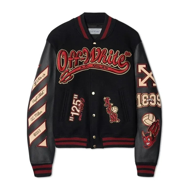 HipHop Multi-letter Embroidery High Quality Baseball Uniform Y2K New American Vintage high Street Men's and Women's Loose coat