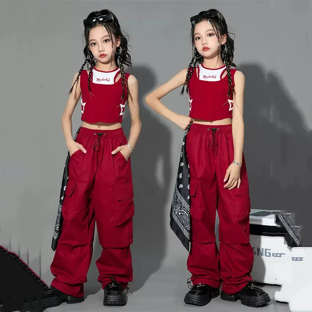 Girl Pants Kids Clothes Hip Hop Joggers Cool Cargo Clothes Teenage Straight Trousers High Waist Vintage Casual Streetwear Baggy