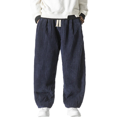 Oversized Pants Tradition Casual Autumn Wide-leg Trousers Harajuku Corduroy Streetwear Straight Pants Male Elastic Waist Loose