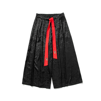 Vintage Mens Wide-leg Straight Pants Loose Casual Haren Pants Male Streetwear Elastic Waist Men Jogger Trousers Harajuku Pants