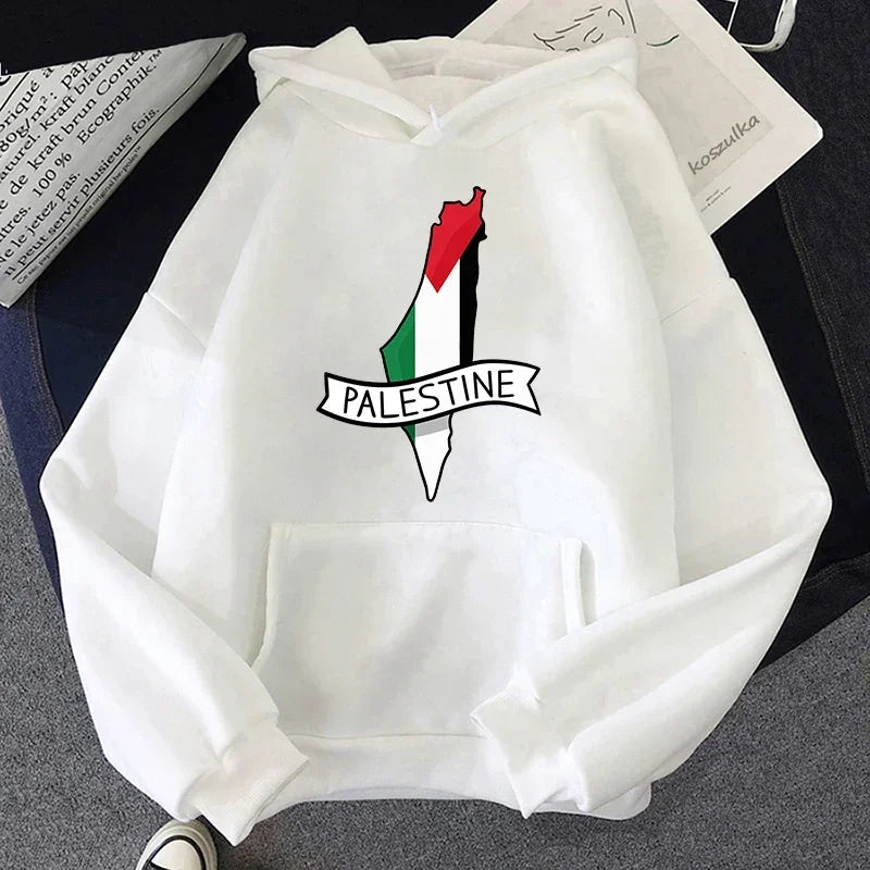 Unisex Autumn Winter Vintage Casual Pullover Sweatshirts Palestine Hoodie Fashion Women Harajuku Aesthetic Retro Graphic Hoodies