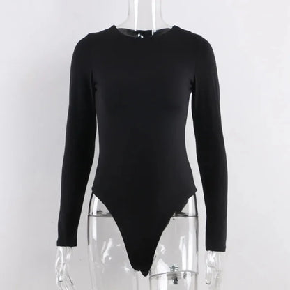 Women cotton Bodysuits Long Sleeve Black Bodysuit O Neck Spring Winter White Body Top Sexy Streetwear clothes suit clothing y2k